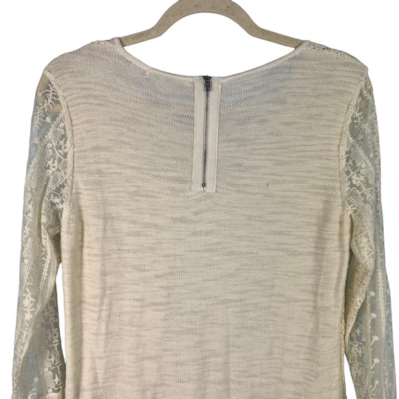 Anthropologie Knitted Knotted Surrey Pullover Top Ivory Lace Size M Casual Cozy - Picture 8 of 10